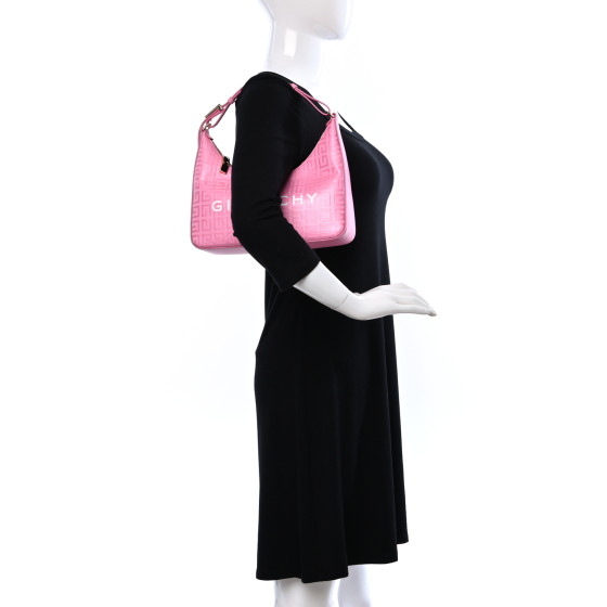 GIVENCHY Coated Canvas Logo 4G Embossed Small Moon Cut Out Shoulder Bag Pink