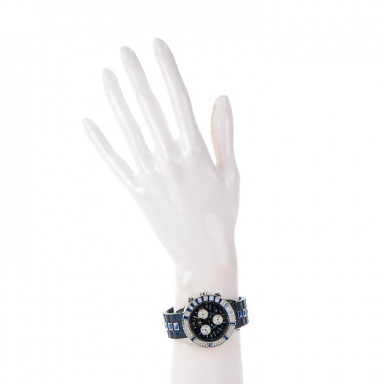 Christian Dior ネイビー シルバー 時計 CHRISTIAN DIOR Stainless Steel Rubber Diamond Blue Sapphire