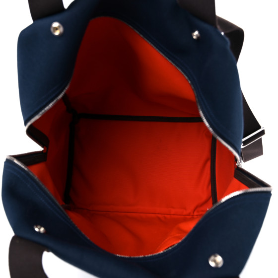 HERMES Toile Groom School Backpack Bleu Navy Feu 1390690