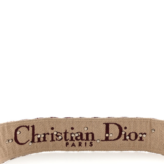 CHRISTIAN DIOR Oblique Studded Shoulder Strap Burgundy