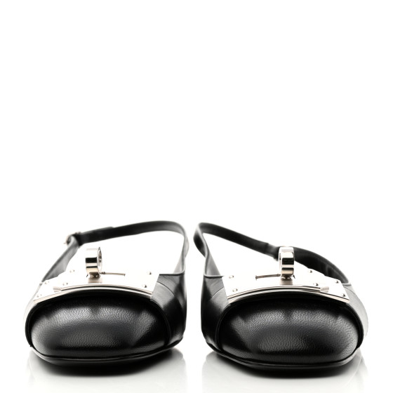 HERMES Goatskin Innocente Slingback Mules 39 Black