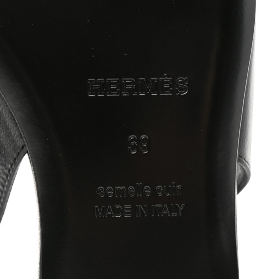 HERMES Goatskin Innocente Slingback Mules 39 Black 1401285