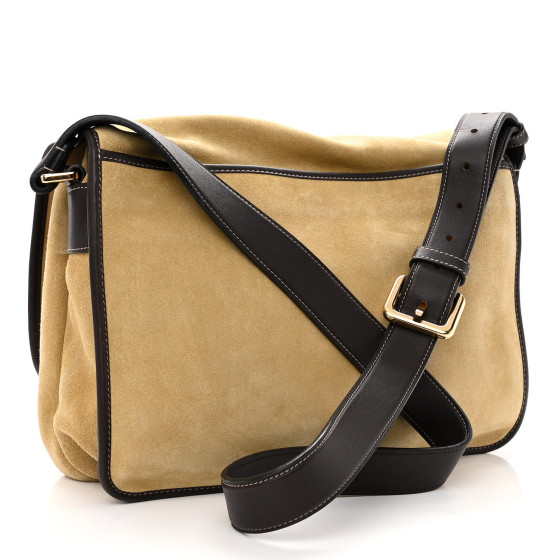 LOEWE Suede Messenger Bag Gold 1256353 | FASHIONPHILE