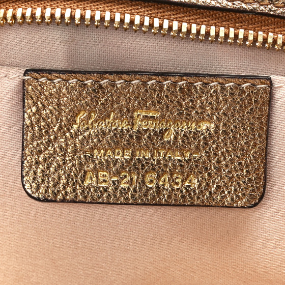 SALVATORE FERRAGAMO Calfskin Chain Clutch Gold 1257049