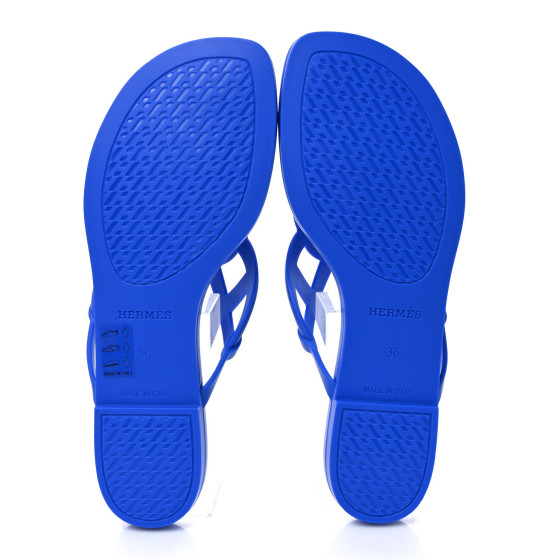 HERMES Rubber Womens Egerie Sandals 36 Bleu Outremer 1289975