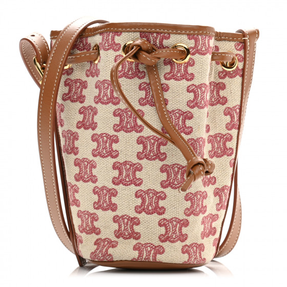 【CELINE 】 Canvas Triomphe bag CELINE Canvas Calfskin Triomphe Embroidered Teen Triomphe