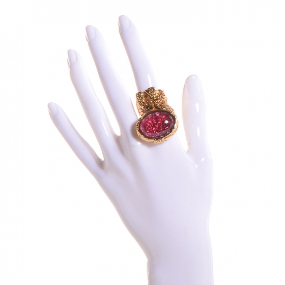 【Saint Laurent】 Embellished ring YSL Yves Saint Laurent Ring Size 6 Blue Rhinestones