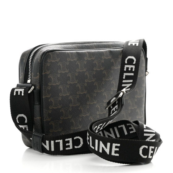 CELINE Triomphe Canvas Medium Horizontal Messenger Bag Black