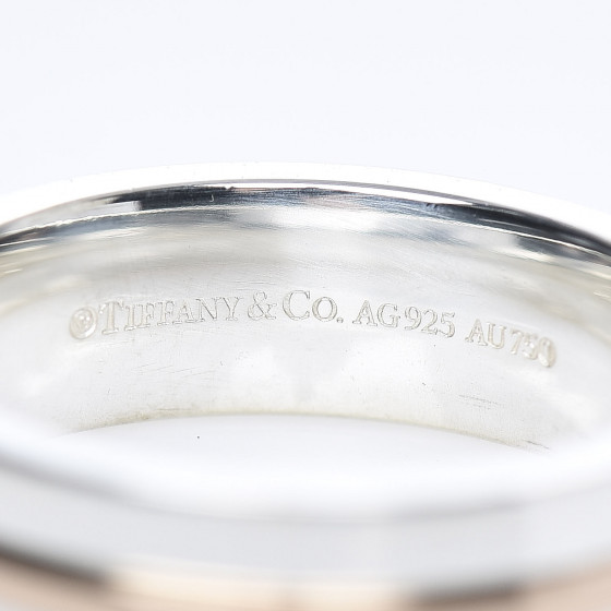 TIFFANY Sterling Silver 18K Rose Gold Tiffany T Wide Ring 54