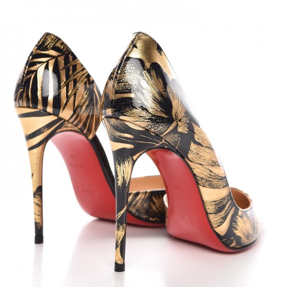 CHRISTIAN LOUBOUTIN Patent Lame Hibiscus Iriza 100 Pumps 36