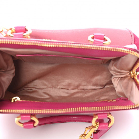 MIU MIU Goatskin Madras Bi-Color Bowling Bag Rosa Peonia