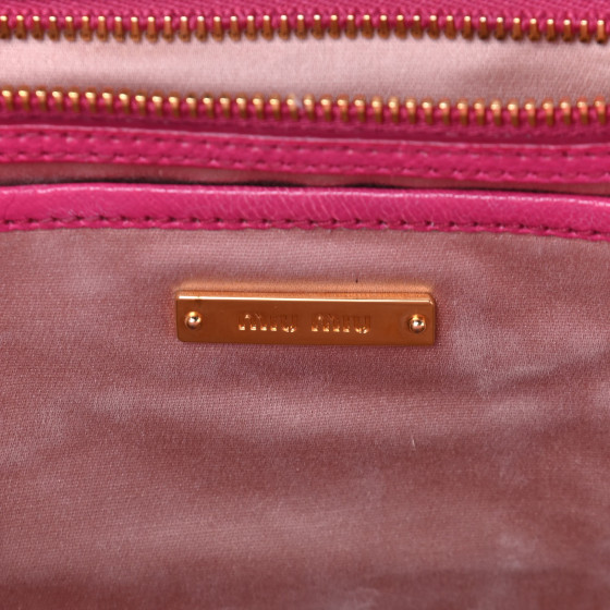 ミュージシャン 373 ENAMEL LIVE BAG (BURGUNDY) MIU MIU Goatskin Madras Bi-Color Bowling Bag Rosa Peonia