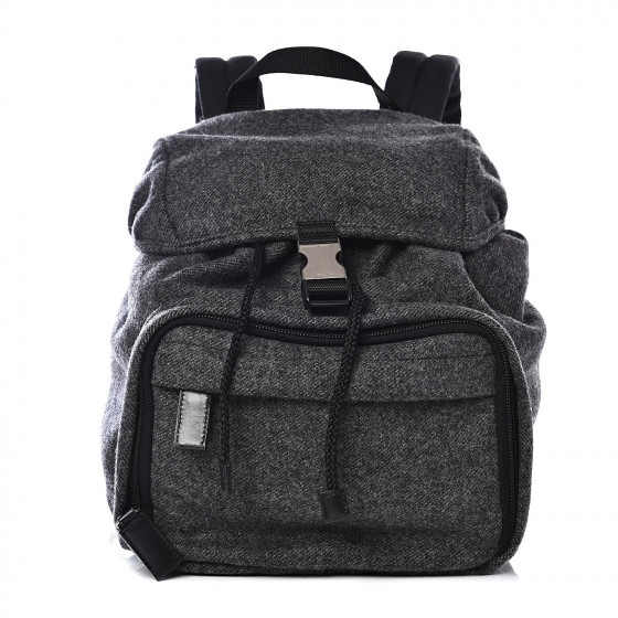 PRADA Wool Single Buckle Backpack Grey 544891 | FASHIONPHILE