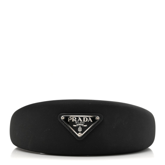 PRADA Re-Nylon Metal Triangle Logo Headband Black 1634756