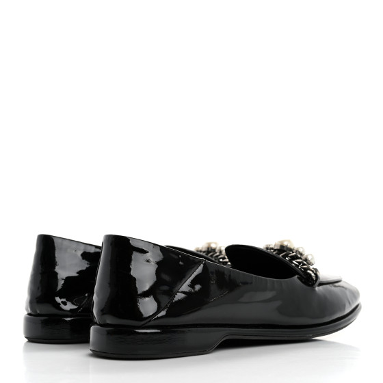 MIU MIU Vernice Soft Pearl Chain Convertible Loafers 39
