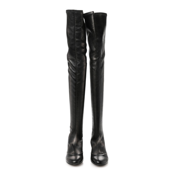 CHANEL Metallic Lambskin Star Fantasy High Boots 36.5 Dark