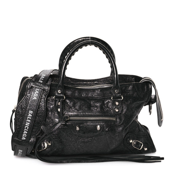 BALENCIAGA Classic City S ブラック ロゴ入りストラップ BALENCIAGA Agneau Classic Hardware S City Logo Strap Black
