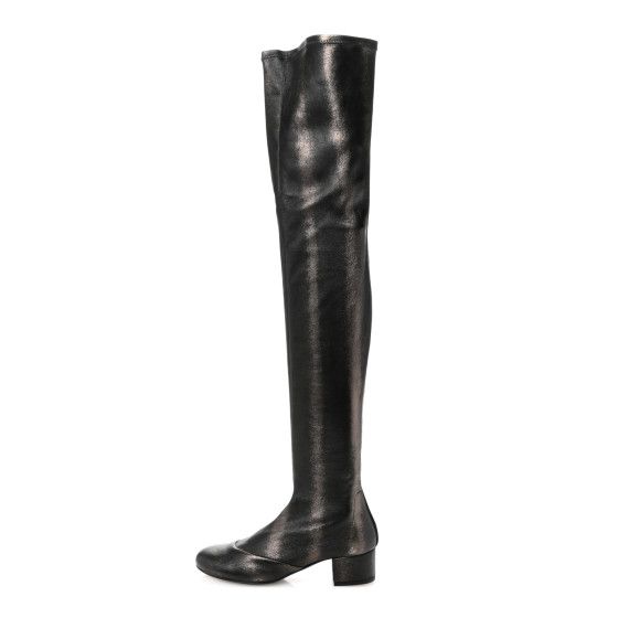 CHANEL Metallic Lambskin Star Fantasy High Boots 36.5 Dark