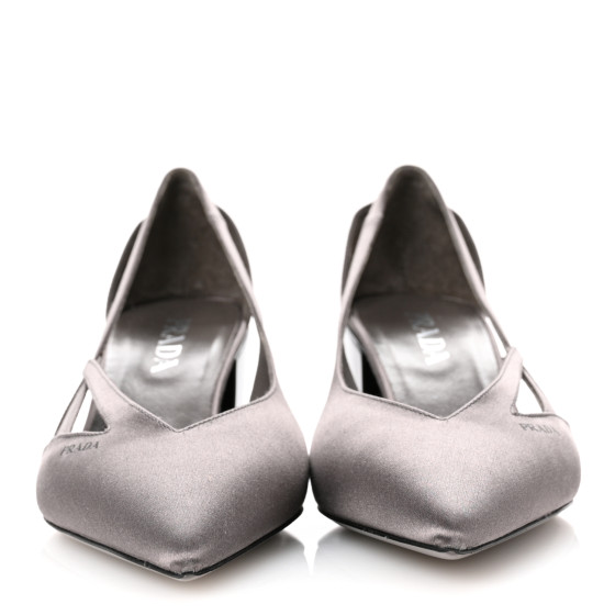 PRADA Satin Cutout 55mm Pumps 38 Ardesia 1640431 | FASHIONPHILE