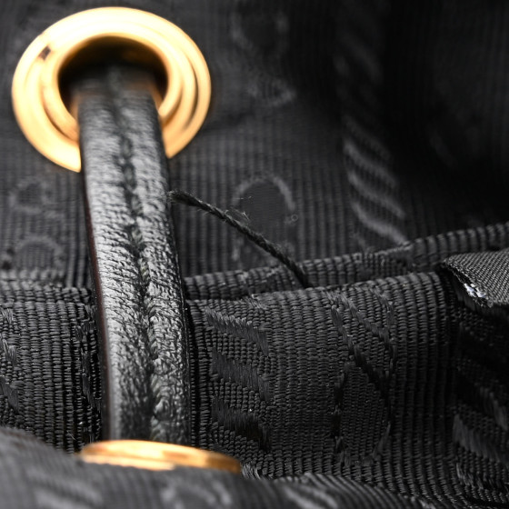 PRADA Jacquard Logo Mini Bucket Crossbody Bag Black 1492834