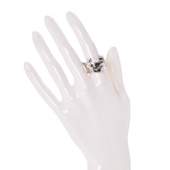 SAINT LAURENT Palladium Monogram Cassandre Ring 7 Silver