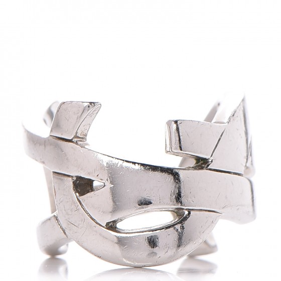 SAINT LAURENT Palladium Monogram Cassandre Ring 7 Silver