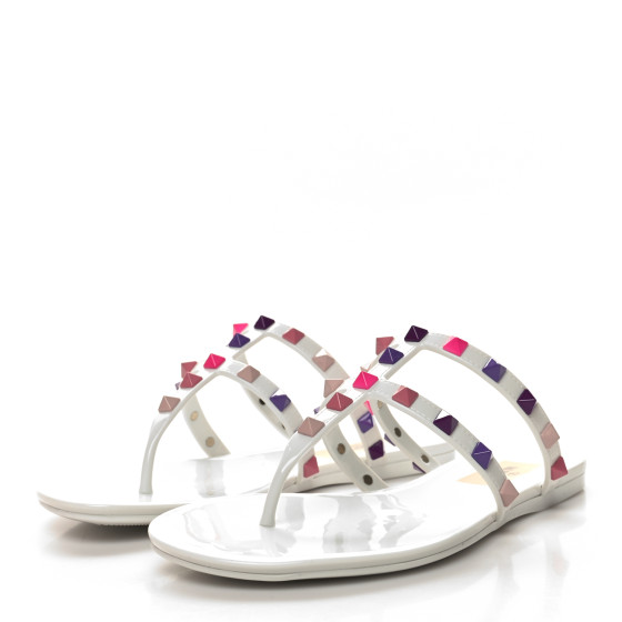 VALENTINO GARAVANI PVC Jelly Rockstud Caged Flat Thong