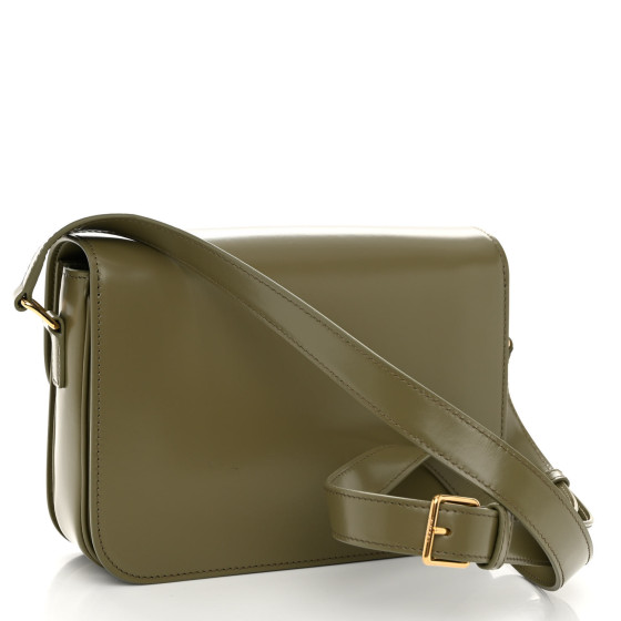 セリーヌ CELINE Shiny Calfskin Triomphe Shoulder Bag Soft Blue