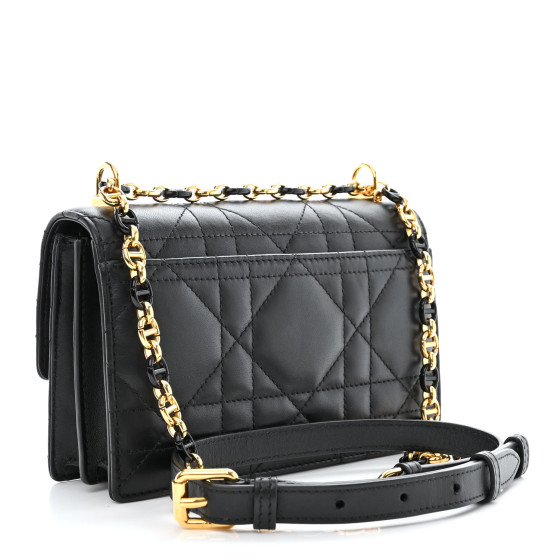 Miss Caro ホーボー ブラック ミニショルダーバッグ Miss Caro Mini Bag Cloud Blue Macrocannage Lambskin | DIOR