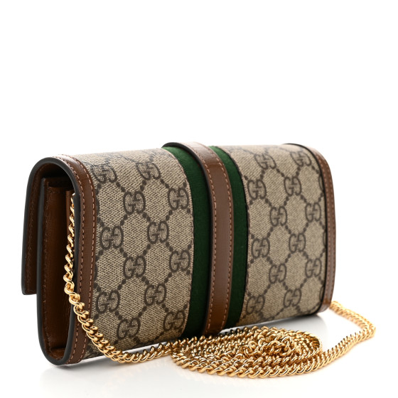 【GUCCI】GG Supreme Chain Wallet Beige:Ebony GUCCI GG Supreme Monogram Moon Calfskin Padlock Continental