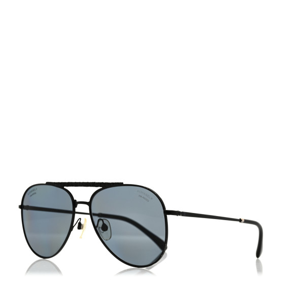 CHANEL パレオ CHANEL Metal Polarized Pilot Aviator Sunglasses 4231 Black