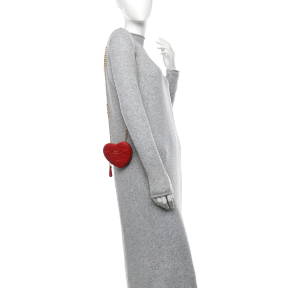 バッグ DiorDioramour  Caro Heart Pouch Dioramour Dior Caro Heart Pouch with Chain Red Cannage