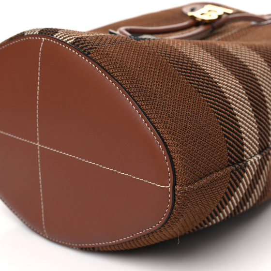 BURBERRY Knitted Check Calfskin TB Small Drawstring Bucket