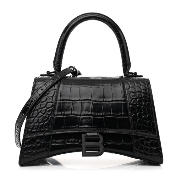 ●送料込●BALENCIAGA●HOURGLASS ミニ ハンドバッグ クロコ調 Women's Hourglass Handbag Small in Black | Balenciaga US