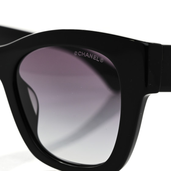 CHANEL Acetate Square CC Heart Sunglasses 5478-A Black