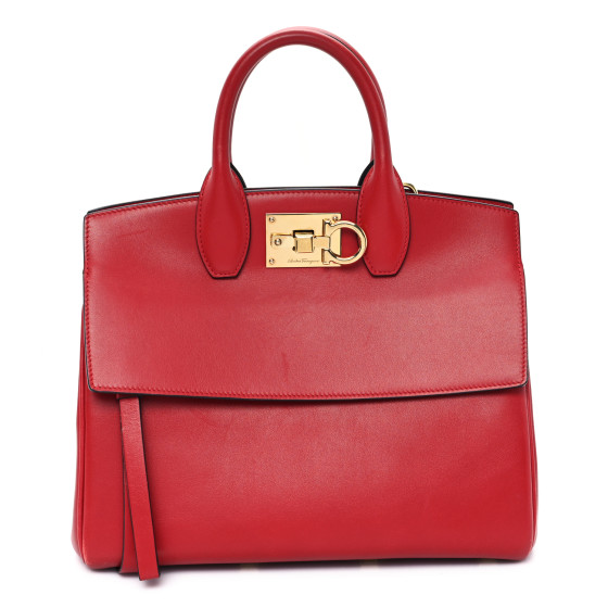 【送料&関税込】Salvatore Ferragamo Bags.. Red SALVATORE FERRAGAMO Calfskin Medium The Studio Bag Red
