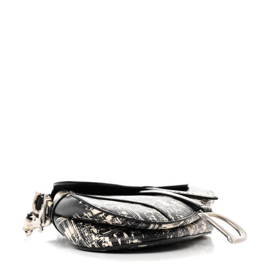 CHRISTIAN DIOR Calfskin New York Printed Saddle Bag With
