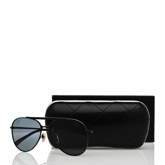 CHANEL パレオ CHANEL Metal Polarized Pilot Aviator Sunglasses 4231 Black