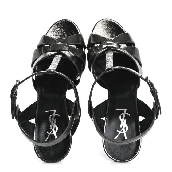SAINT LAURENT Metallic Crackled Calfskin Tribute 75 Platform