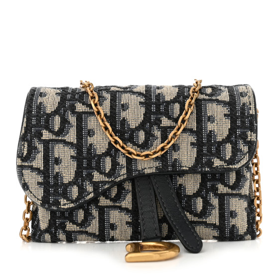 送料関税込◇Dior ナノ ェーン ポシェット CHRISTIAN DIOR Oblique Nano Saddle Chain Pouch Blue 1663856