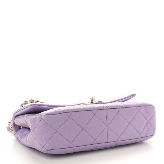 CHANEL Shiny Caviar Quilted Large Funky Match Flap Lilac