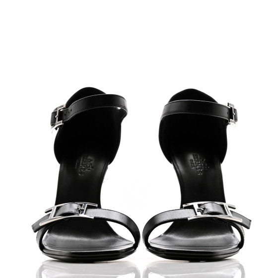 HERMES Chevre Judy 105 Sandals 37 Black 1503336 | FASHIONPHILE