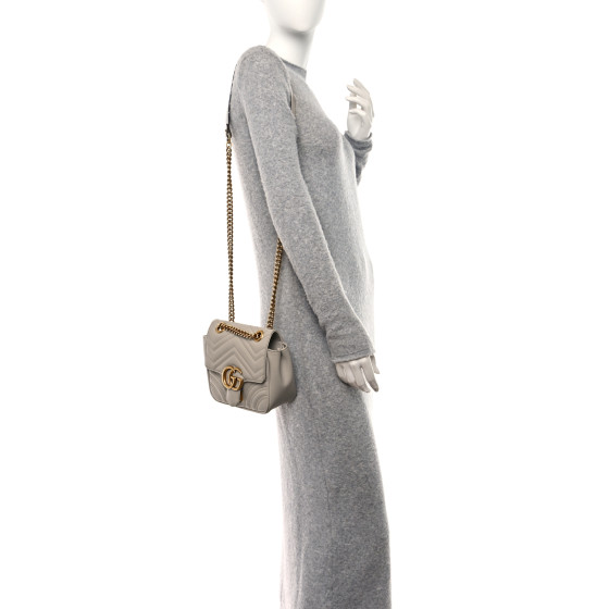 【GUCCI】Marmont Dollar Calf Mini Zip Crossbody Bag Grey Sky Love Parade Super Mini Gg Marmont Bag Grey | The Webster