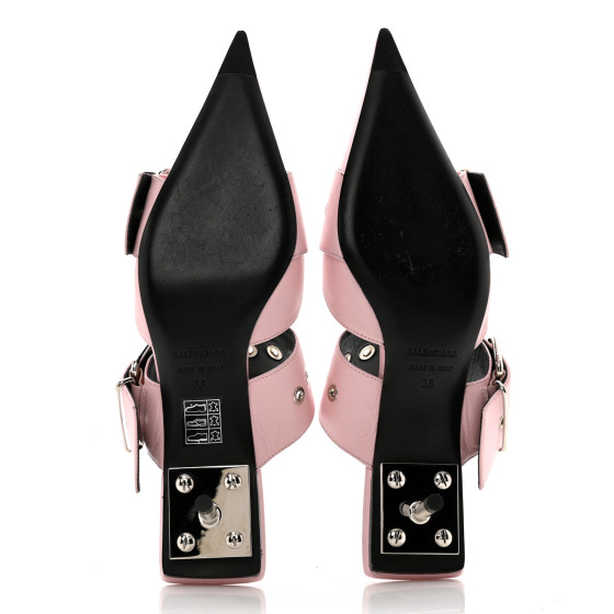 BALENCIAGA Shiny Calfskin Belt 40mm Mules 36 Pink 1505520