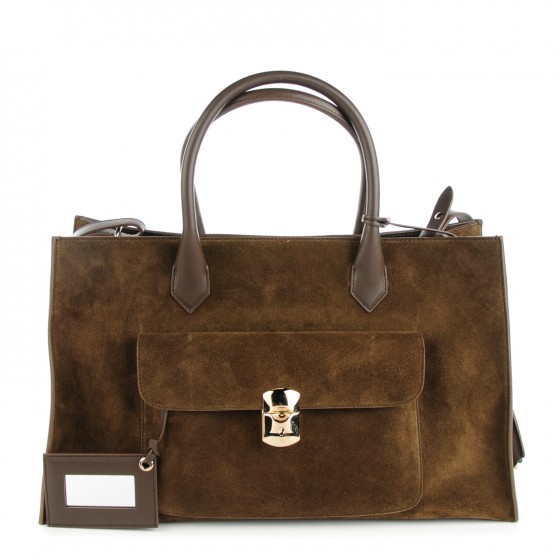 BALENCIAGA Suede Padlock Work S Vert Kaki 132442 | FASHIONPHILE