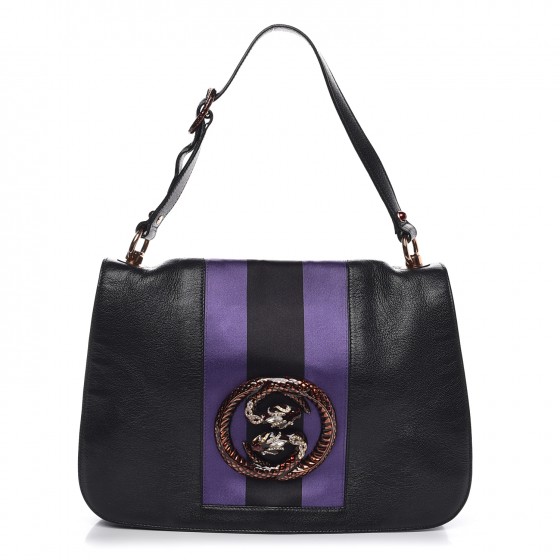 GUCCI Calfskin Web Tom Ford Snake Shoulder Bag Purple 351853