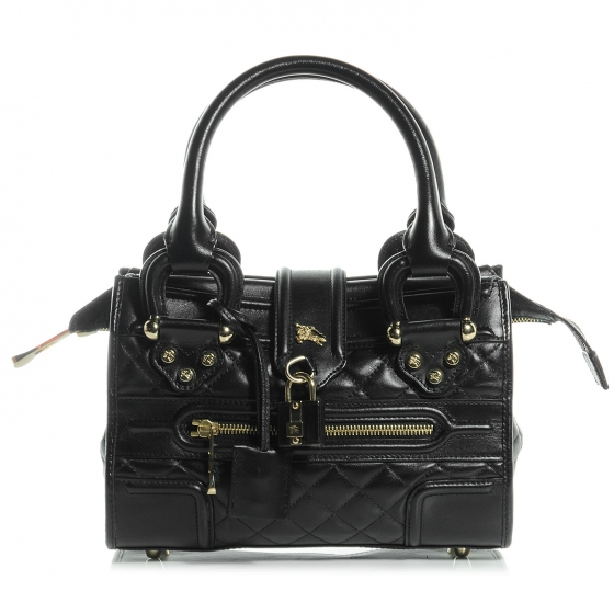 BURBERRY Leather Quilted Mini Manor Bag Black 56177