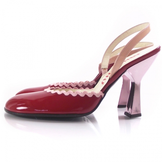 MIU MIU Patent Leather Slingback Heels Red 11013 | FASHIONPHILE