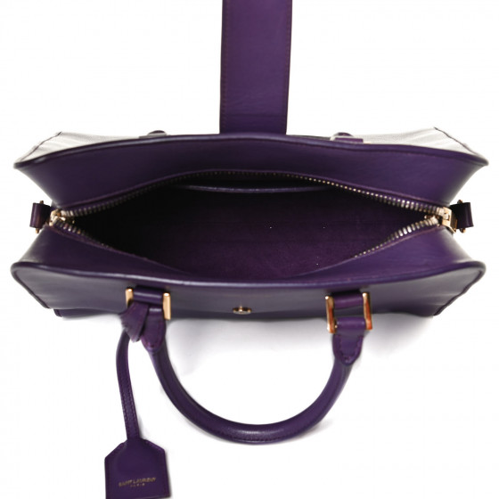 SAINT LAURENT Calfskin Monogram Baby Cabas Purple 906000