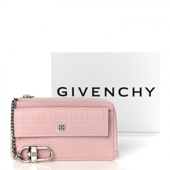 【Givenchy】 4G zip-detailジャカードショート GIVENCHY Calfskin Embossed 4G Zip Card Holder Blush Pink